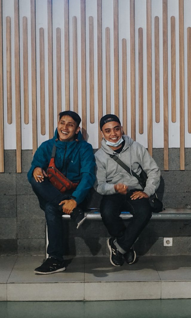 two people listening